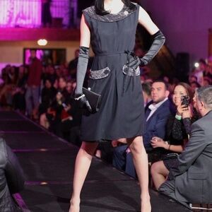 Vintage - 1950's Black‎ Sinched Waist Cocktail Dress